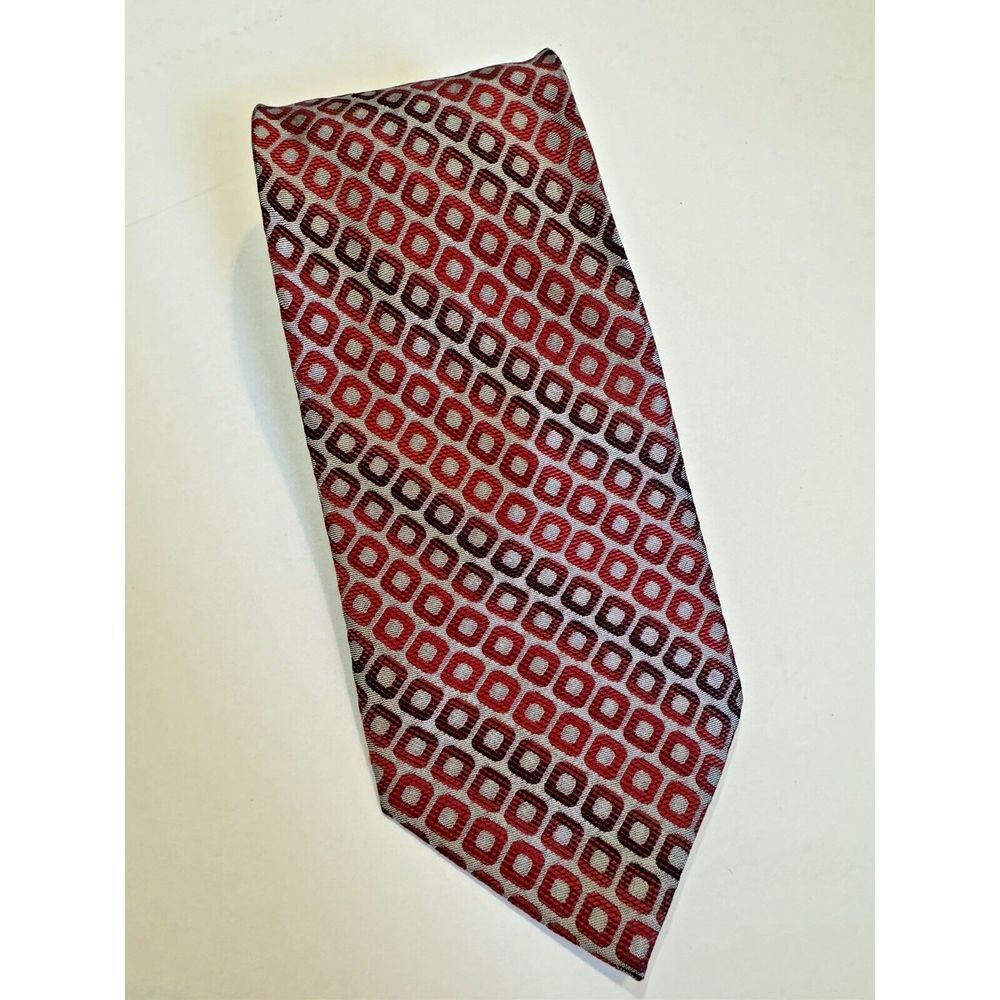 Burgundy Red Gray VALENTINO Silk Tie Italy By Aurello